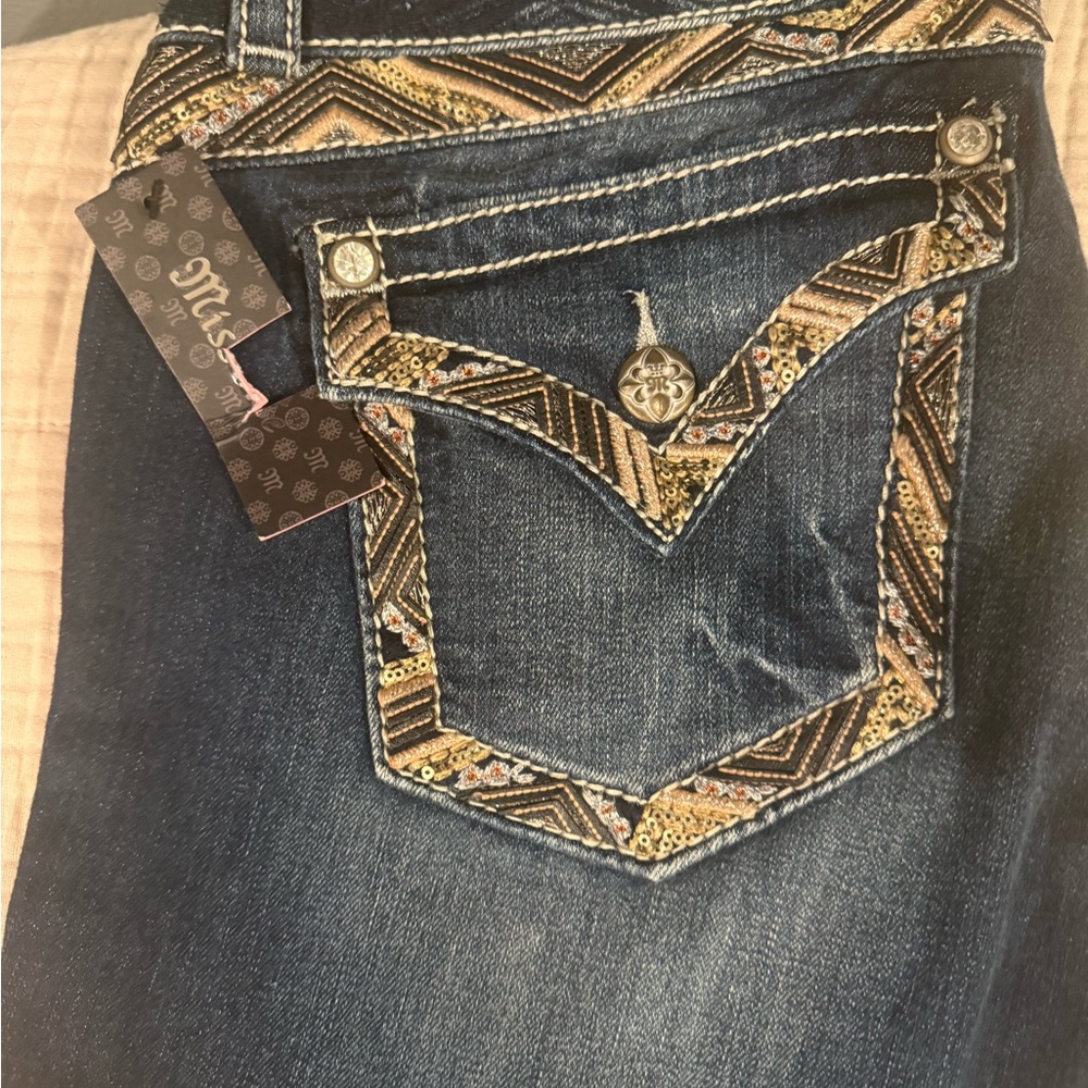 Miss Me Women's Dark Blue Jeans with Gold Accents